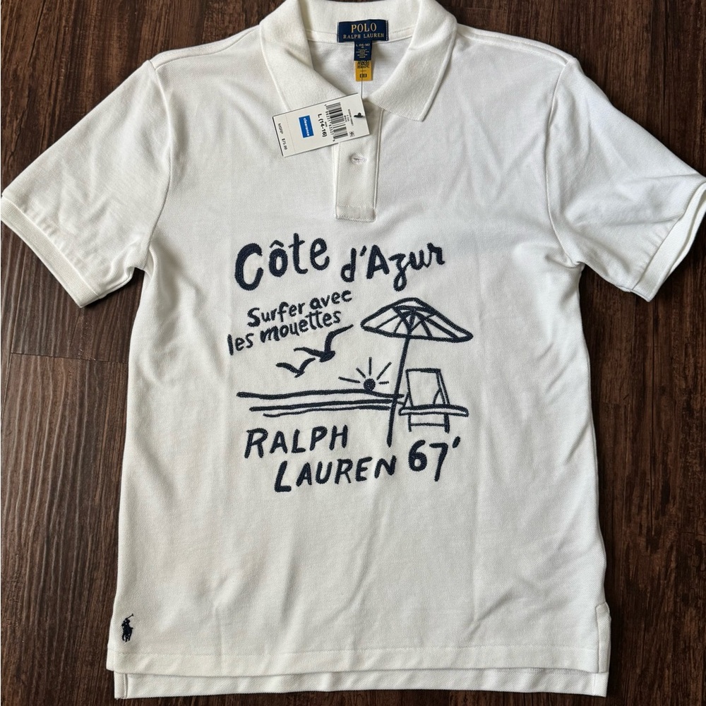 Boys Polo by Ralph Lauren White Graphic Polo Shirt